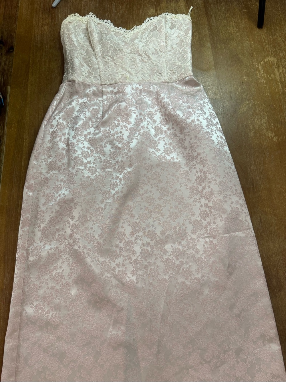 Scott McClintock Strapless Lace Bust Pink Jacquard Formal Dress